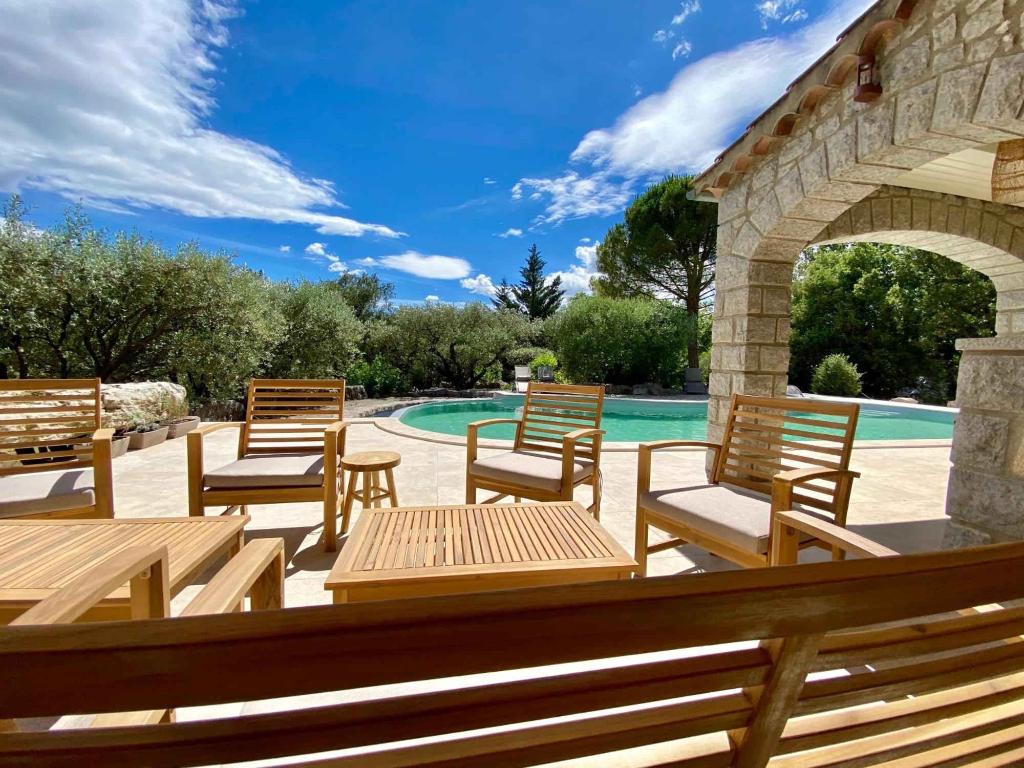 Maison Pour 12P, Piscine A Debordement Chauffee D'Avril A Octobre Inclus Ruoms Exteriér fotografie