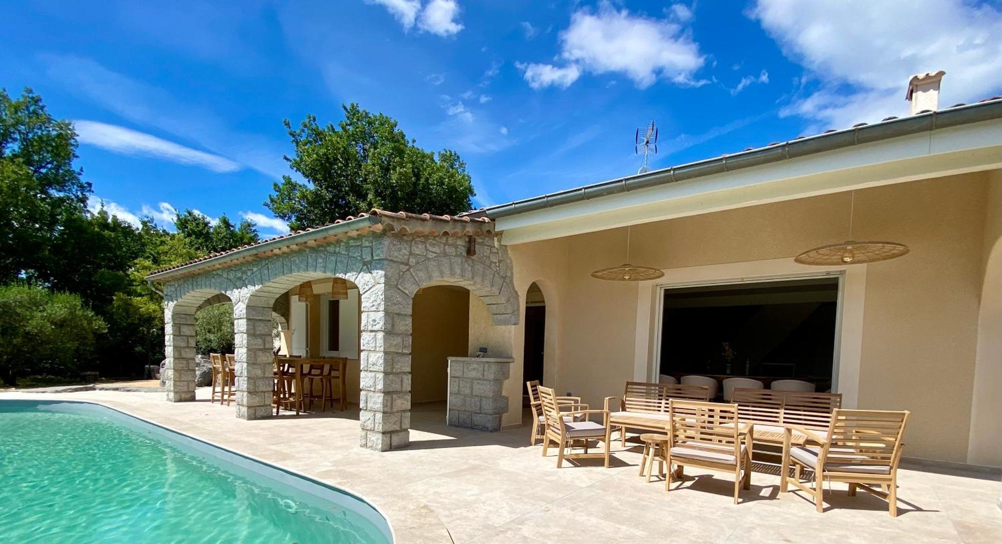 Maison Pour 12P, Piscine A Debordement Chauffee D'Avril A Octobre Inclus Ruoms Exteriér fotografie